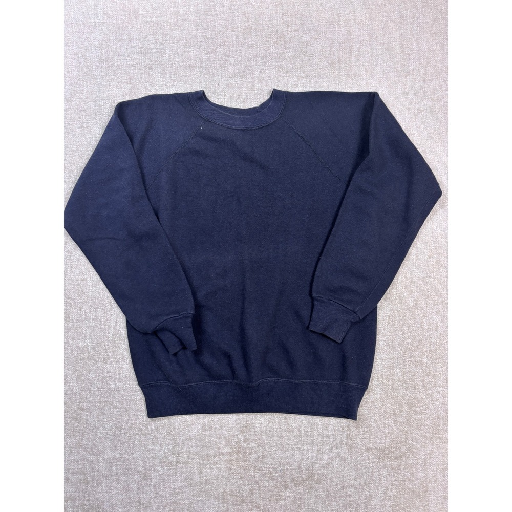 Vintage 70s Sportswear Navy Blue Crewneck Sweatshirt Medium Made in USA Raglan